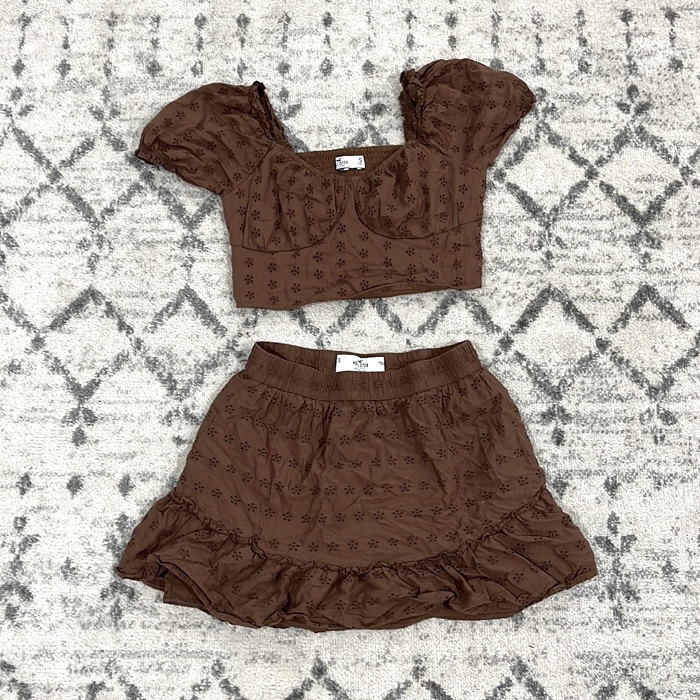 brown skirt and top Hollister set women’s size small
